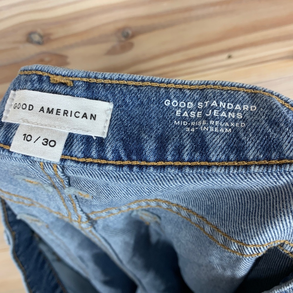 Good American Jeans Women 10 Blue Good Standard Ease Mid-Rise Relaxed Wide Leg - Picture 5 of 9